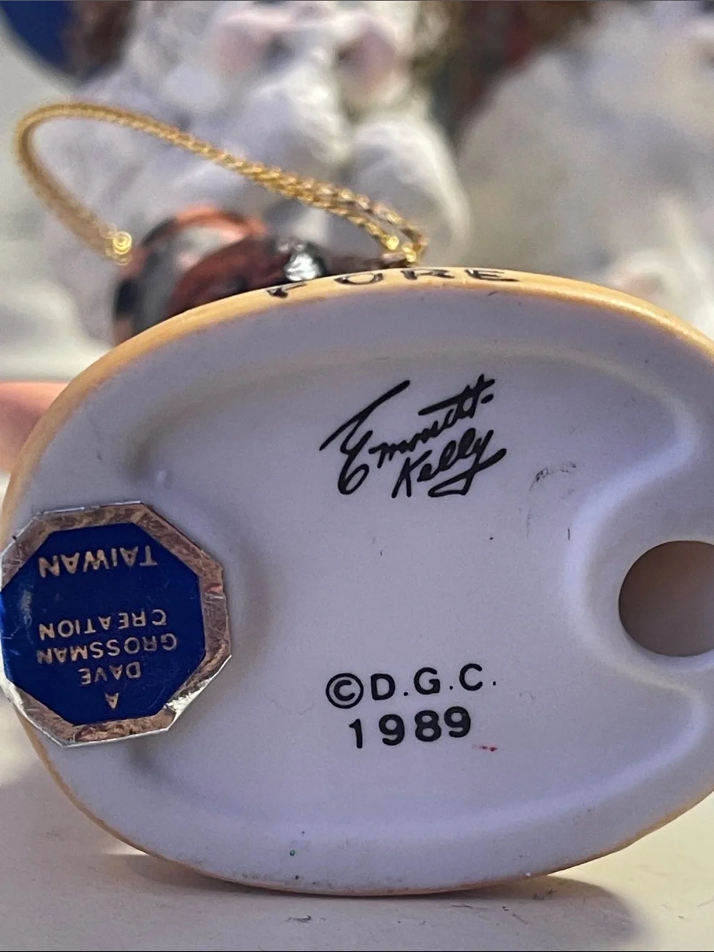 Dave Grossman creation: Emmett Kelly 1989 FORE golf ornament